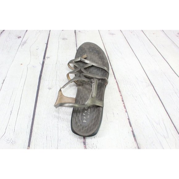 Privo by Clarks Brown Metallic Ankle Strap Low Wedge Sandals Size 8 M - Picture 6 of 9